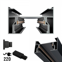 Трековая система серии CITY 2TRA | BLACK 1000x34x19mm | 220V