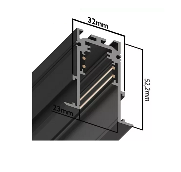 Трековая система MAGNETIC S20-V 48V 4TRA BLACK 1000x56x45mm