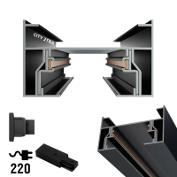 Трековая система серии CITY 2TRA | BLACK 1500x34x19mm | 220V