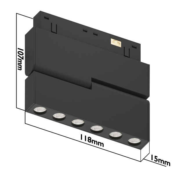 Светильник SPOT BLACK BOOK MAGNETIC S15 48V 6W 36° CRI90 OSRAM 3000-6000K TRIX | Черный корпус L118х