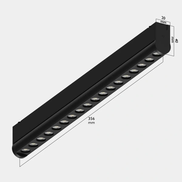 Светильник BLACK BOOK MAGNETIC S25 48V 18W 36° 3000K CRI90 OSRAM | Черный корпус L356mm
