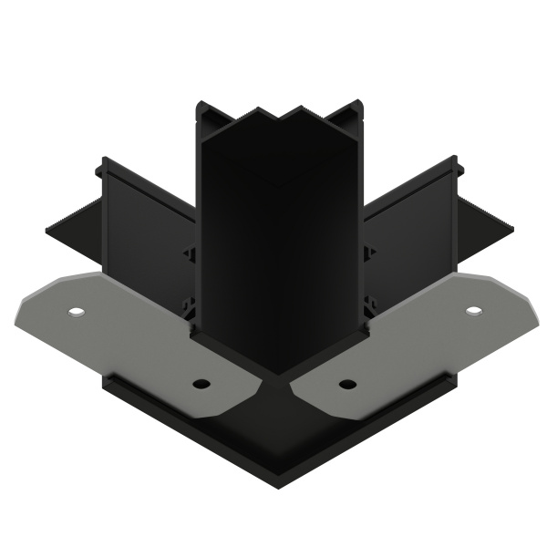 Соединитель пластиковый угол 90° для встраиваемых трек - систем в ГКЛ S20 100x100x54mm, Черный