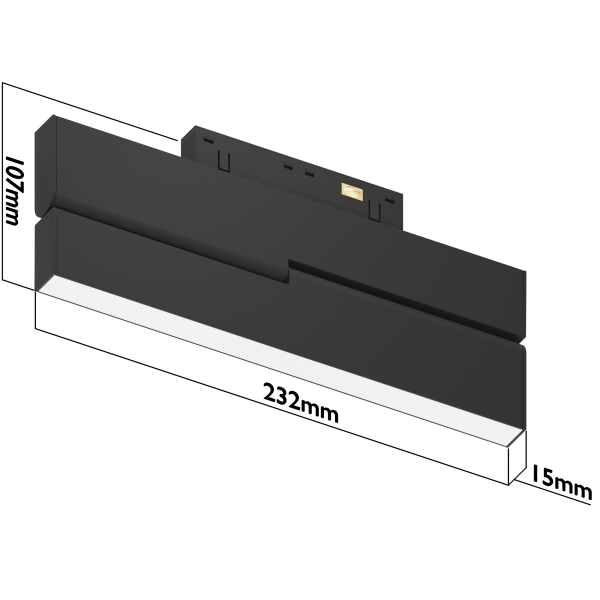 Светильник SPOT BLACK BOOK MAGNETIC S15 48V 12W 110° CRI90 OSRAM 3000K | Черный корпус L232хH100mm