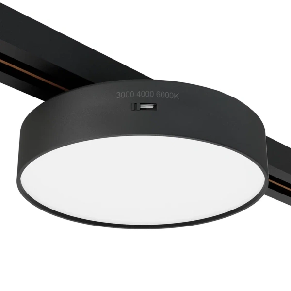 Трековый светильник RONDO 15W D143x30mm 3000К/4000K/6000К 2TRA | Черный корпус