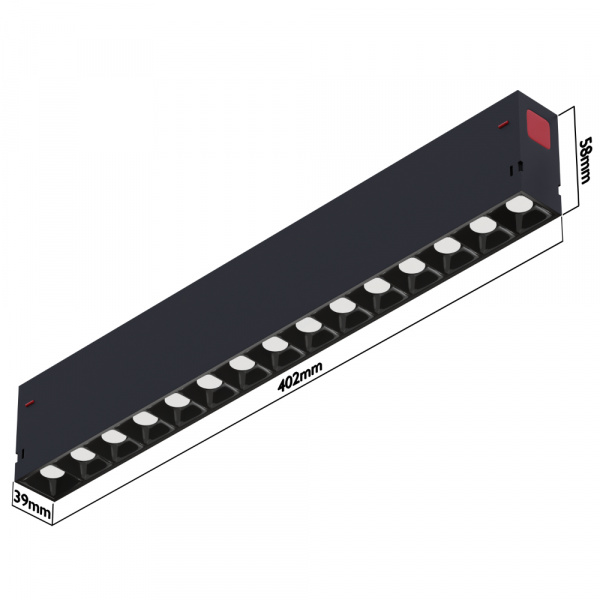 Светильник  LINER S39 SMART DIM 30W 15х2W OSRAM 36° CRI90 4000K | Black L402x34x58mm 220V