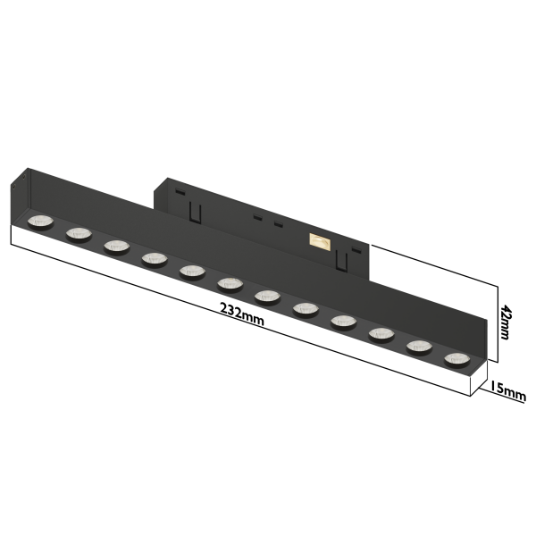 Светильник LINER BLACK MASK MAGNETIC S15 48V 12W 36° 3000K CRI90 OSRAM | Черный корпус L232mm