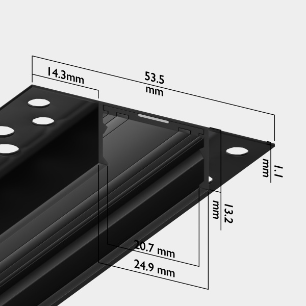 Трековая система встраиваемая MAGNETIC S25 48V 2TRA BLACK 1500x53.5x13.2mm
