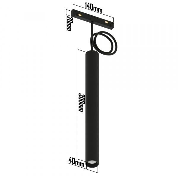 Светильник SPOT MAGNETIC S20 48V 12W 24° CRI90 OSRAM 4000K | Черный корпус D40х300mm