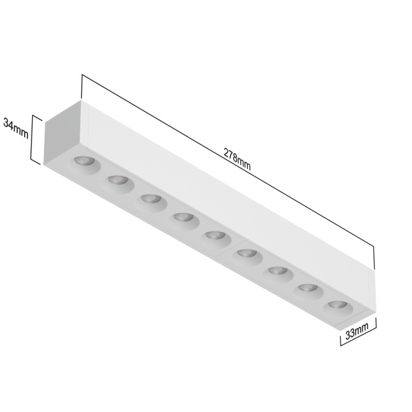 Светильник LINER M33 20W 4000K CRI90 36° Белый корпус 278x34x33mm | 220V