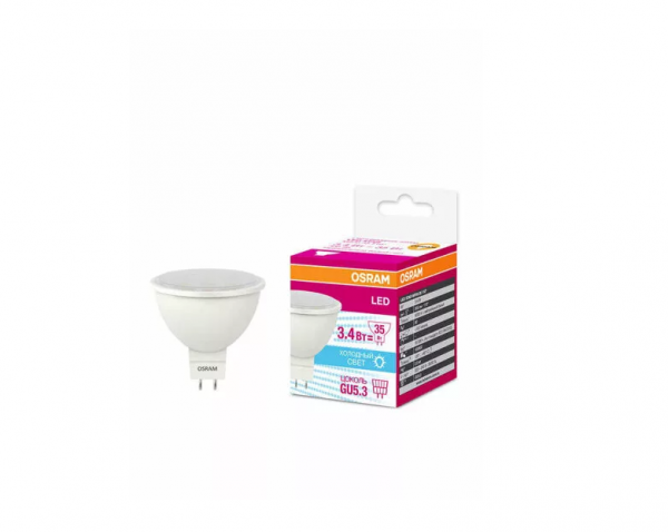Лампа MR16 GU5.3 3,4W 4000K 250lm 36° d50x41mm | 220-240V OSRAM