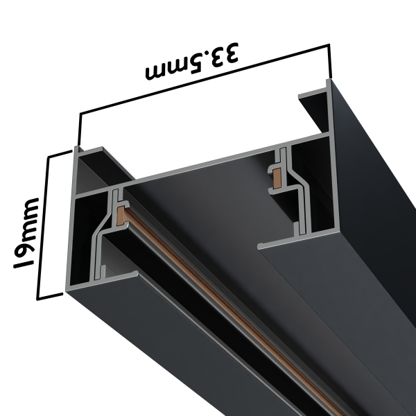 Трековая система серии CITY 2TRA | BLACK 1000x34x19mm | 220V