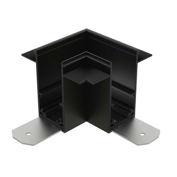 Соединитель пластиковый угол 90° для встраиваемых трек - систем в ГКЛ S20 100x100x54mm, Черный